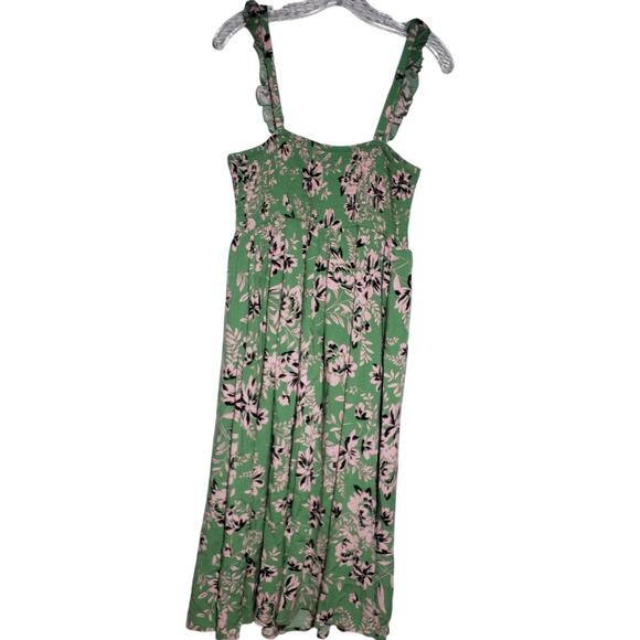 Torrid Green Floral Smocked Midi Dress | Size 12 | Ruffle Strap - Picture 3 of 7